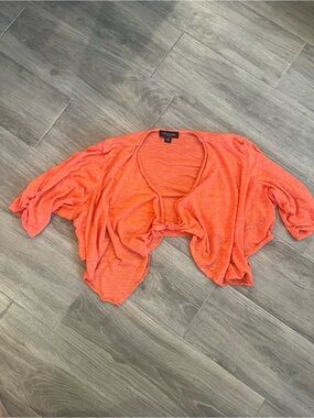 Perceptions Bright Coral Lightweight Open-Front Shrug